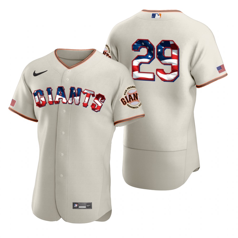 San Francisco Giants #29 Jeff Samardzija Men Nike Cream Fluttering USA Flag Limited Edition Authentic MLB Jersey->san francisco giants->MLB Jersey